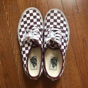 Red Checkered lace up Vans